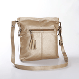 Messenger Handbag | Genuine Leather Gold Leather / Gunmetal (default) Handbag by Thandana