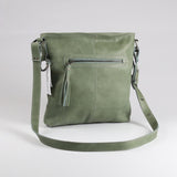 Messenger Handbag | Genuine Leather Green Leather / Gunmetal (default) Handbag by Thandana