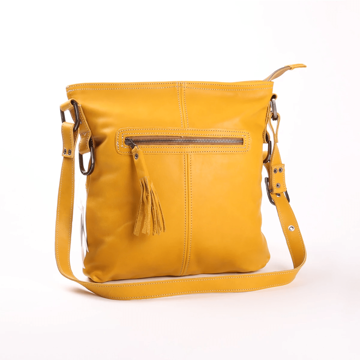 Messenger Handbag | Genuine Leather Mustard Leather / Gunmetal (default) Handbag by Thandana
