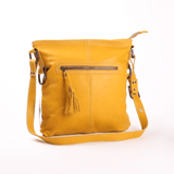 Messenger Handbag | Genuine Leather Mustard Leather / Gunmetal (default) Handbag by Thandana