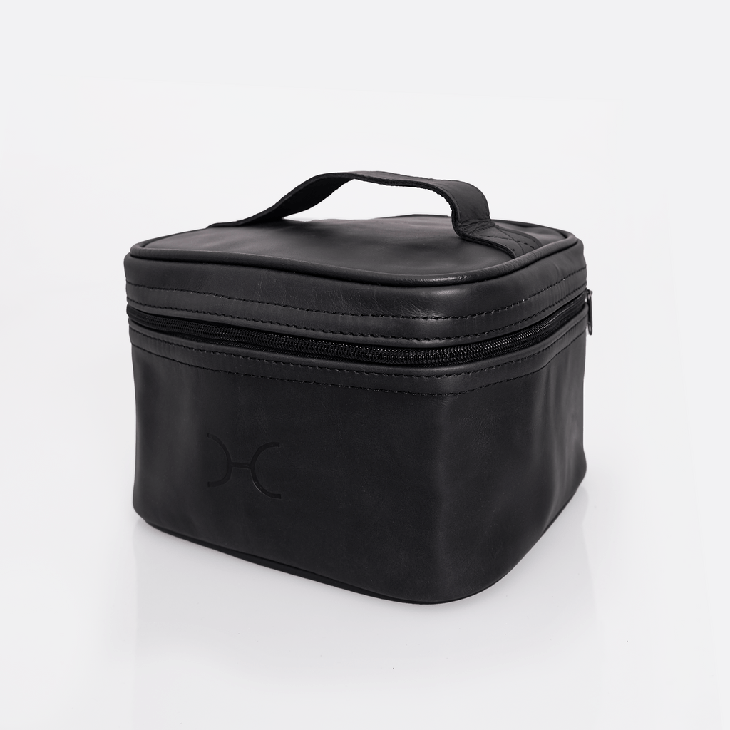 Mini Decker Cooler Bag | Genuine Leather Black Leather Double Decker Cooler Bag by Thandana