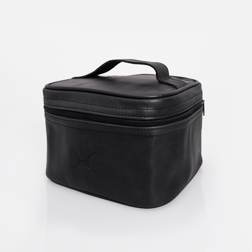 Mini Decker Cooler Bag | Genuine Leather | Corporate Black Leather Double Decker Cooler Bag by Thandana
