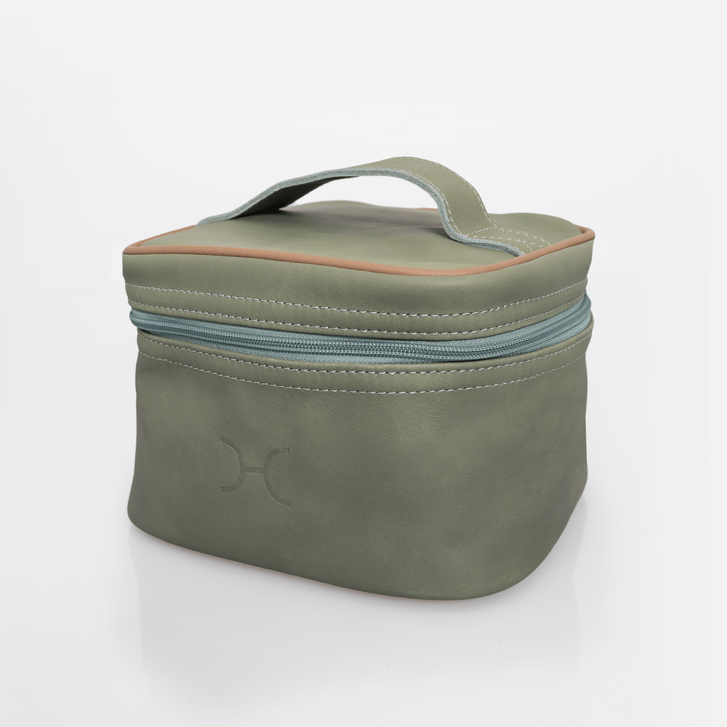 Mini Decker Cooler Bag | Genuine Leather Green Leather Double Decker Cooler Bag by Thandana
