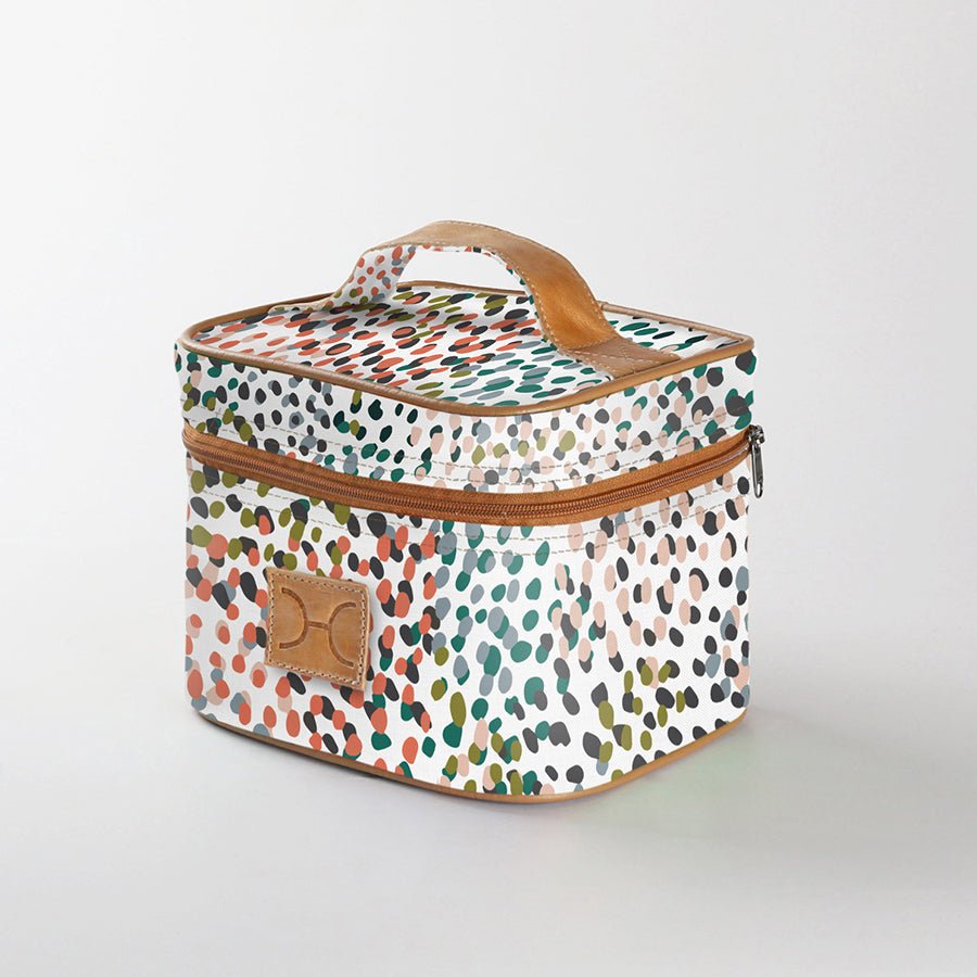 Mini decker cooler bag | laminated fabric with genuine leather - confetti - all about / chunky zip - mini double decker