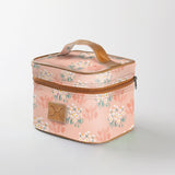 Mini decker cooler bag | laminated fabric with genuine leather - crazy daisy - blush / chunky zip - mini double decker