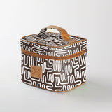 Mini decker cooler bag | laminated fabric with genuine leather - geo - black / chunky zip (new) - mini double decker