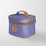 Mini decker cooler bag | laminated fabric with genuine leather - linear - jet / chunky zip - mini double decker cooler