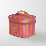 Mini decker cooler bag | laminated fabric with genuine leather - linear - preppy / chunky zip - mini double decker
