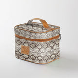 Mini decker cooler bag | laminated fabric with genuine leather - python - moody / chunky zip - mini double decker cooler