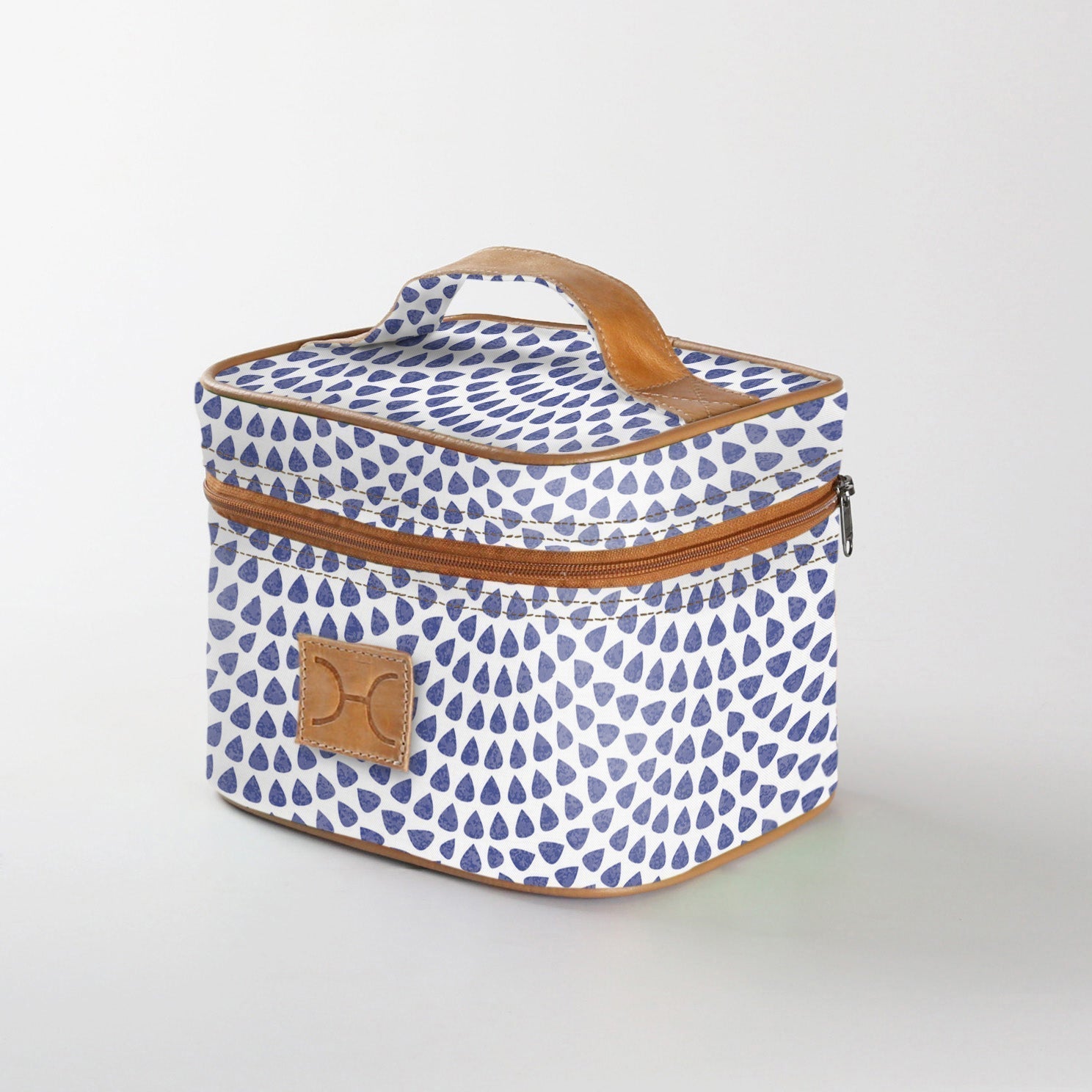 Mini decker cooler bag | laminated fabric with genuine leather - scale away with me - dazzling blue / chunky zip - mini