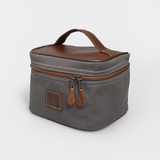Mini Decker Cooler Bag | Wax Canvas with Genuine Leather Charcoal Canvas with Tobac Leather Mini Decker by Thandana