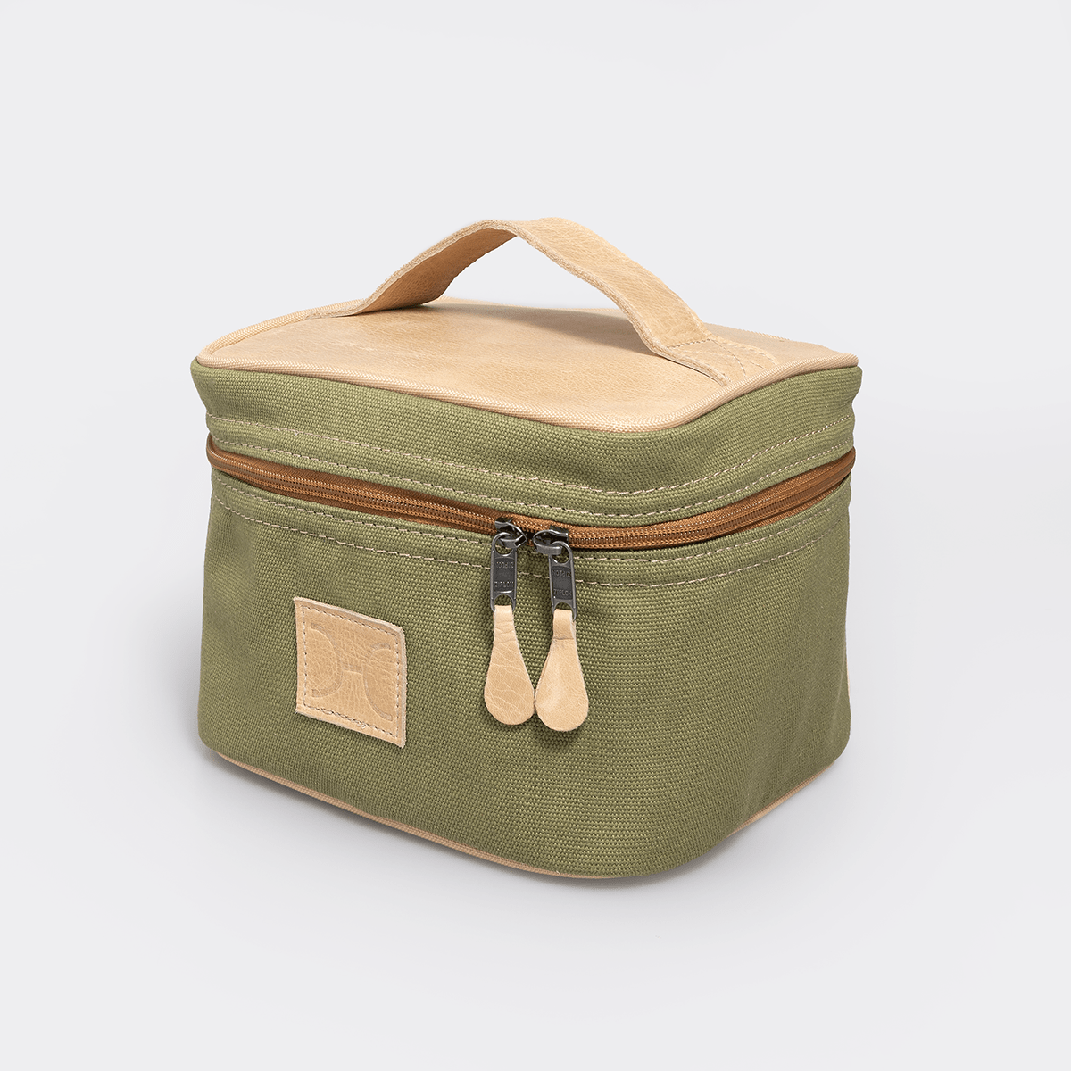Mini Decker Cooler Bag | Wax Canvas with Genuine Leather Sage Canvas with Hazelnut Leather Mini Decker by Thandana