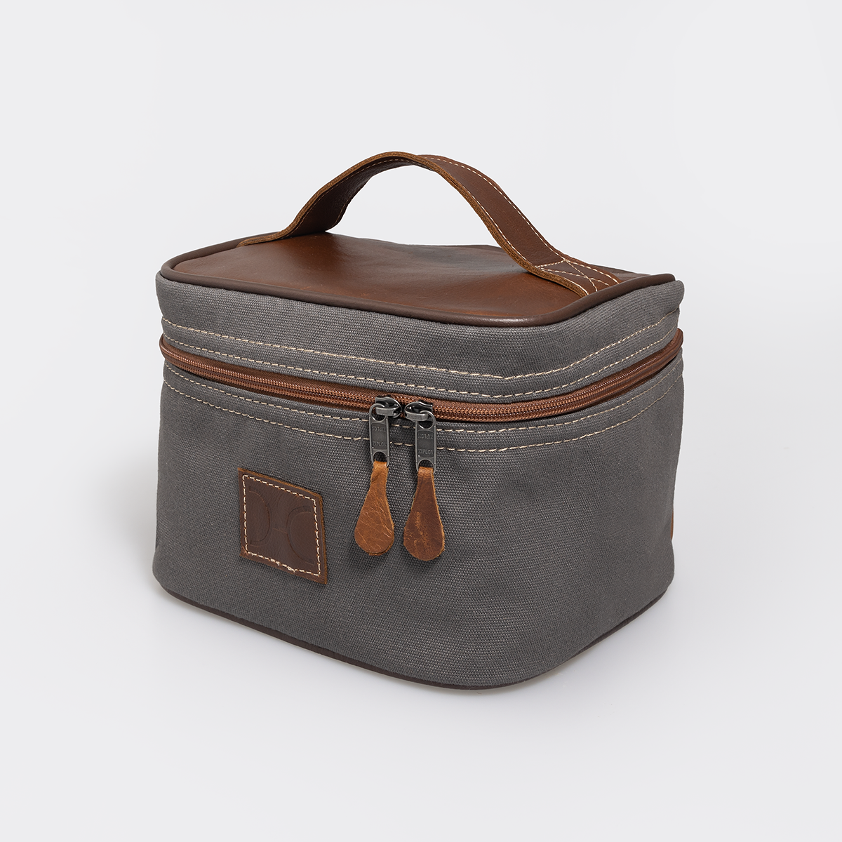 Mini Decker Cooler | Wax Canvas with Genuine Leather | Corporate Charcoal Canvas with Tobac Leather / Gun Metal
