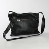 Mini Messenger Handbag | Genuine Leather Black Leather / Gunmetal (default) Handbag by Thandana