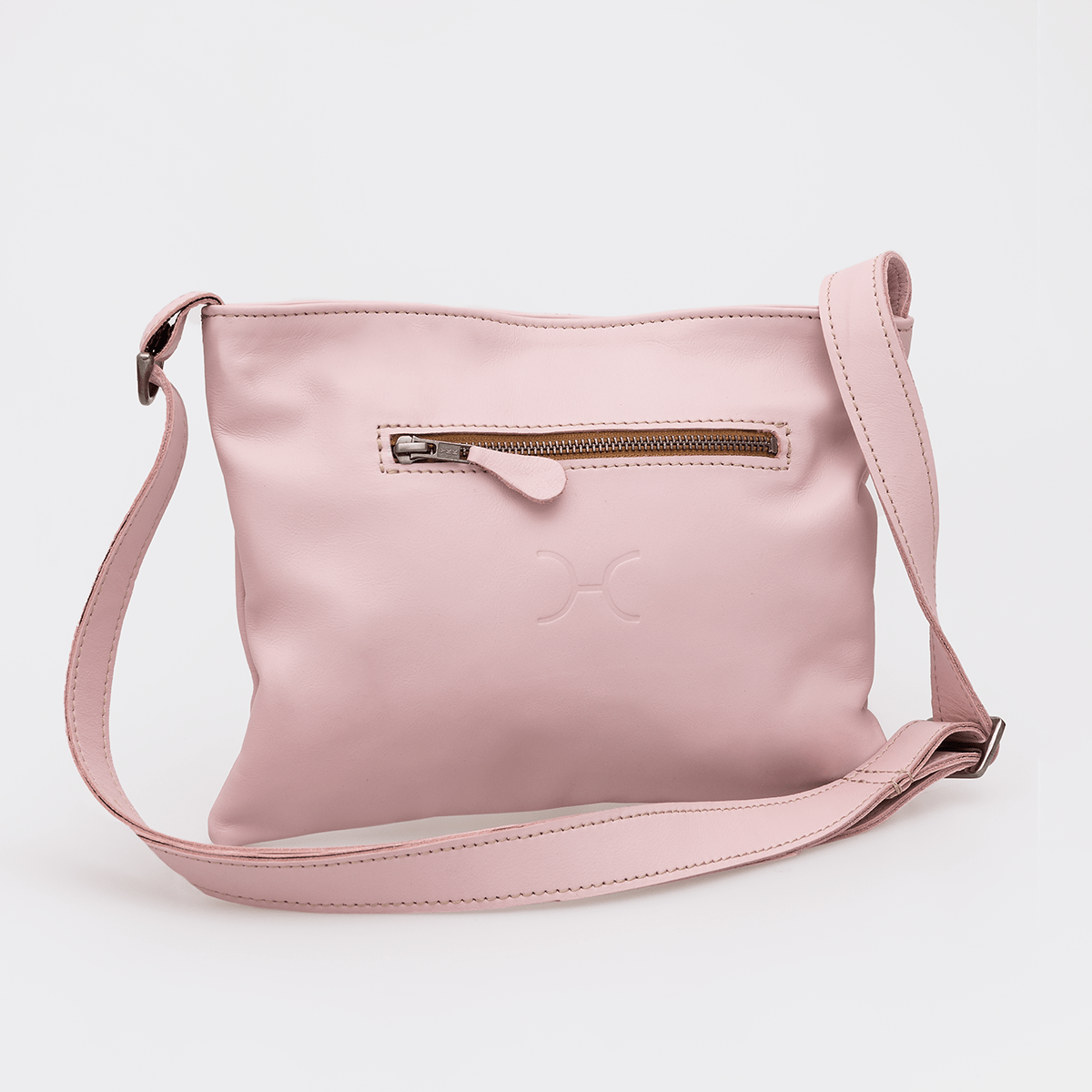 Mini Messenger Handbag | Genuine Leather Blush Leather / Gunmetal (default) Handbag by Thandana