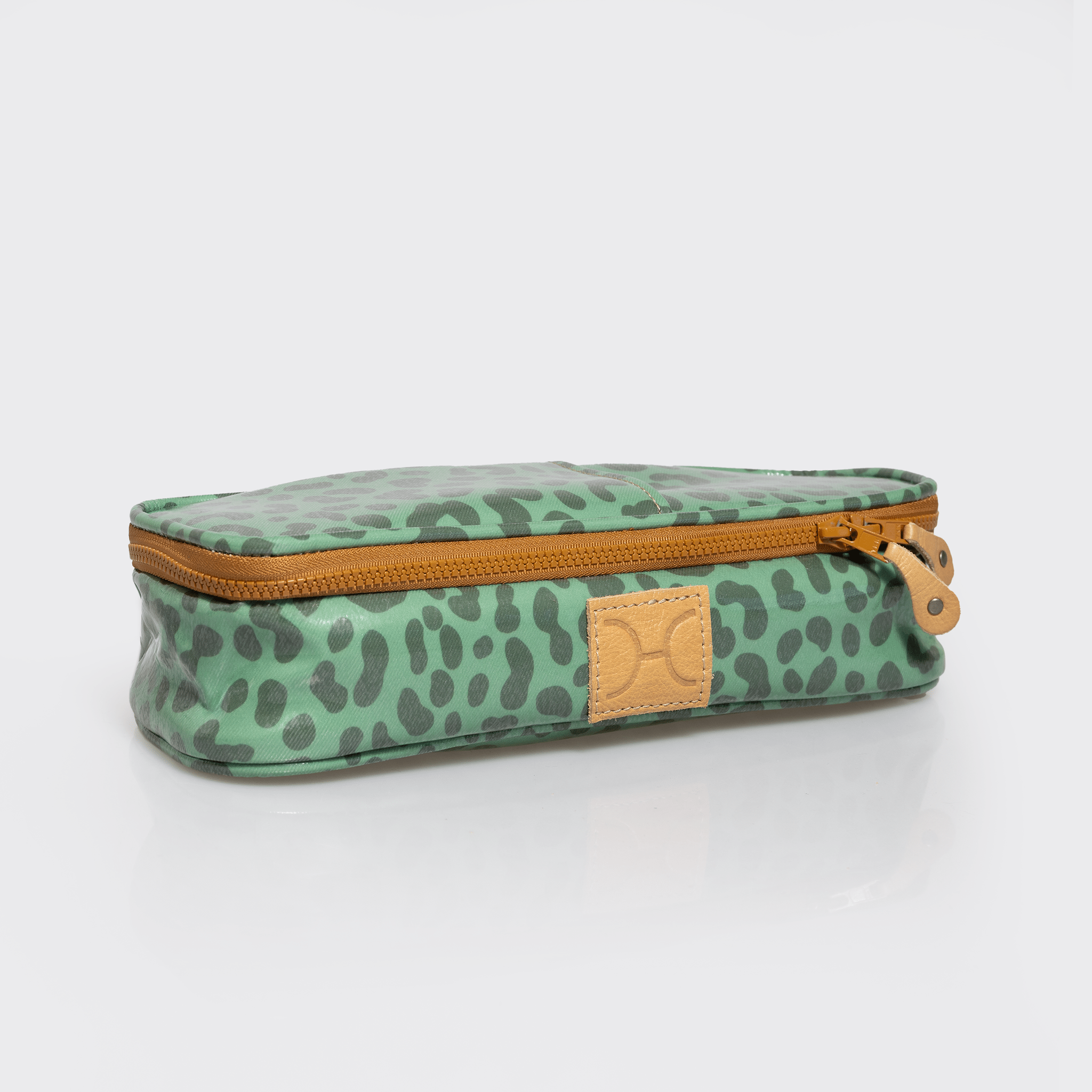 Mod Case Large | Laminated Fabric Cheetah - Olive Vanity Fabric by Thandana