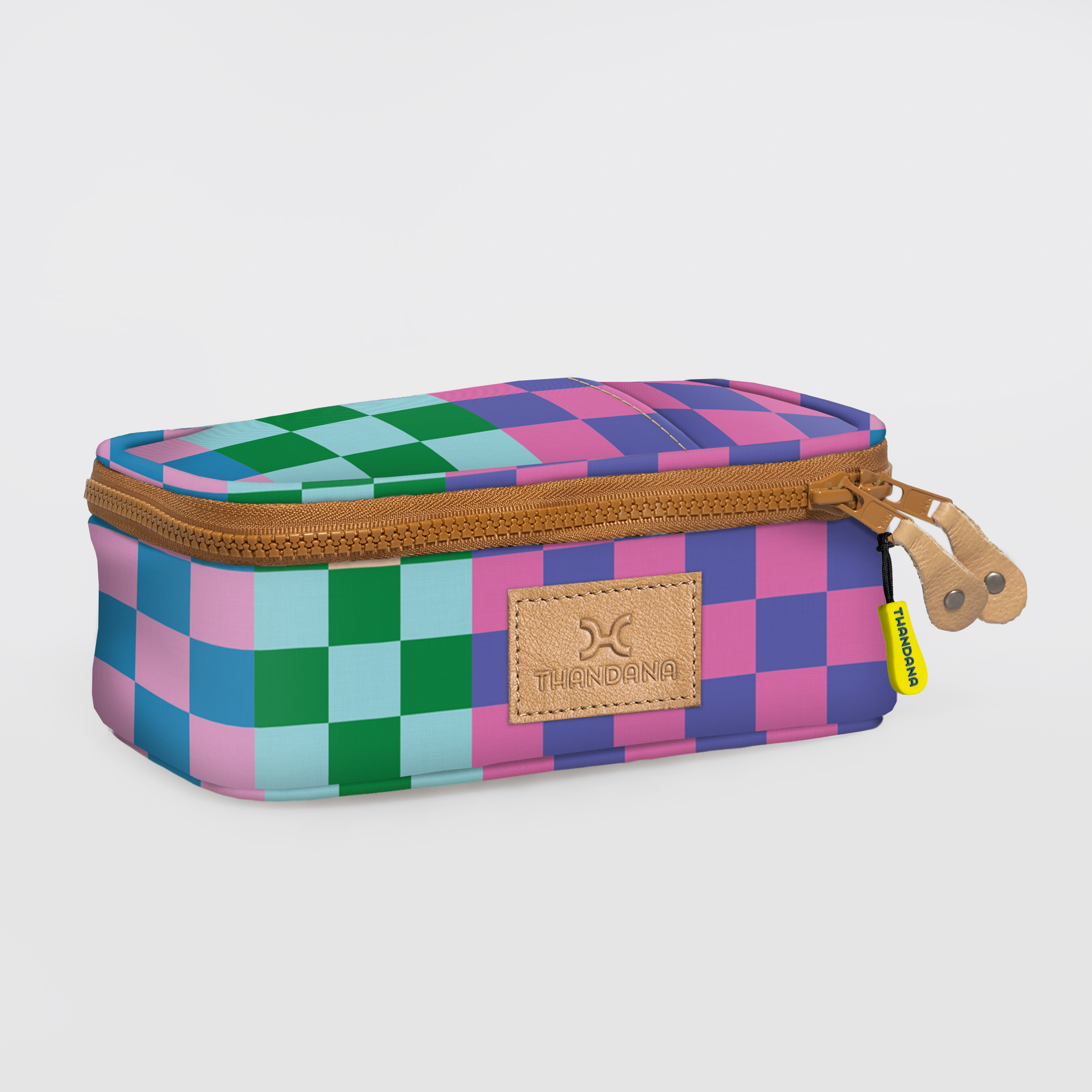 Mod Case Medium | Laminated Fabric Checker - Preppy Vanity Fabric by Thandana