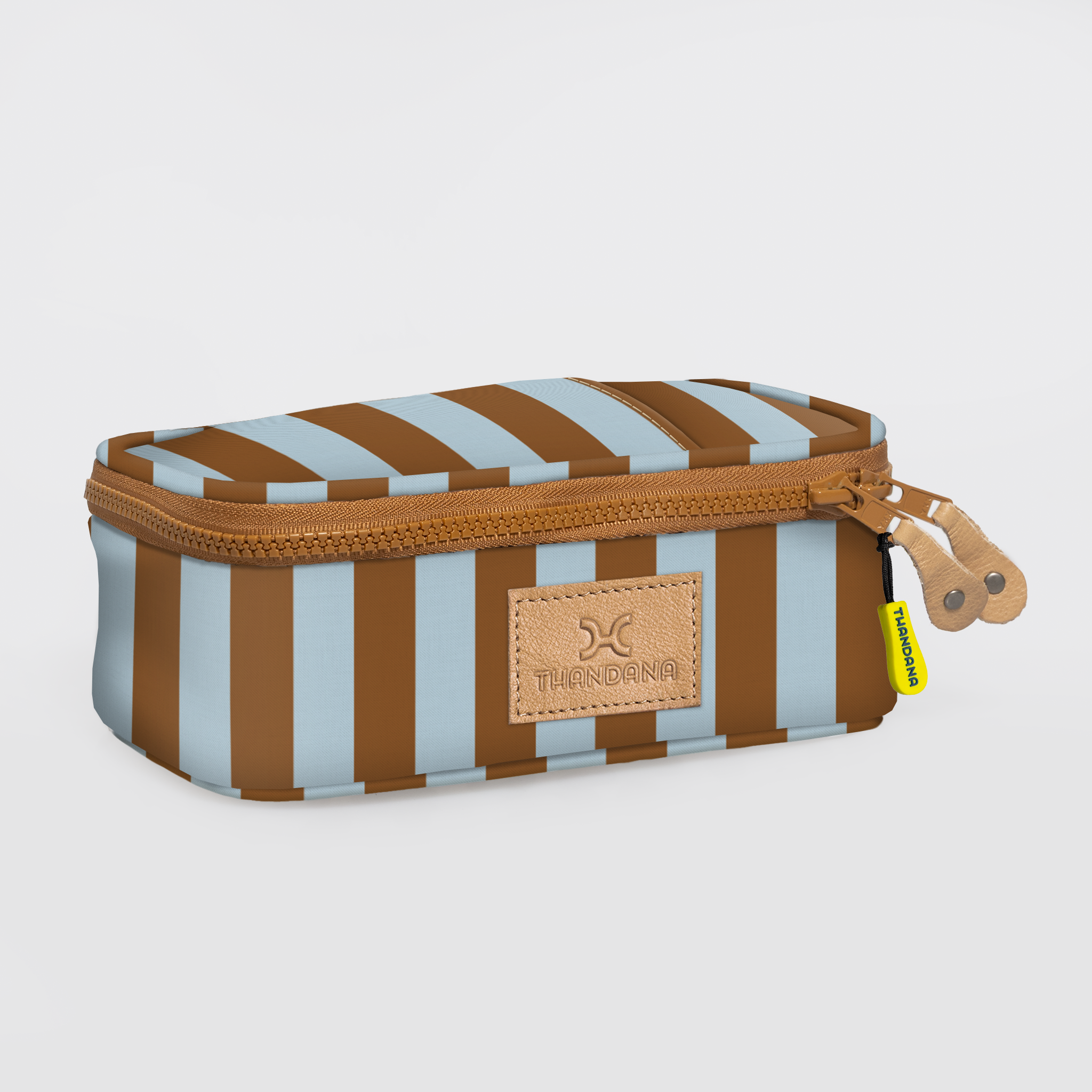 Mod Case Medium | Laminated Fabric Coastal Stripe - Blue Vanity Fabric by Thandana
