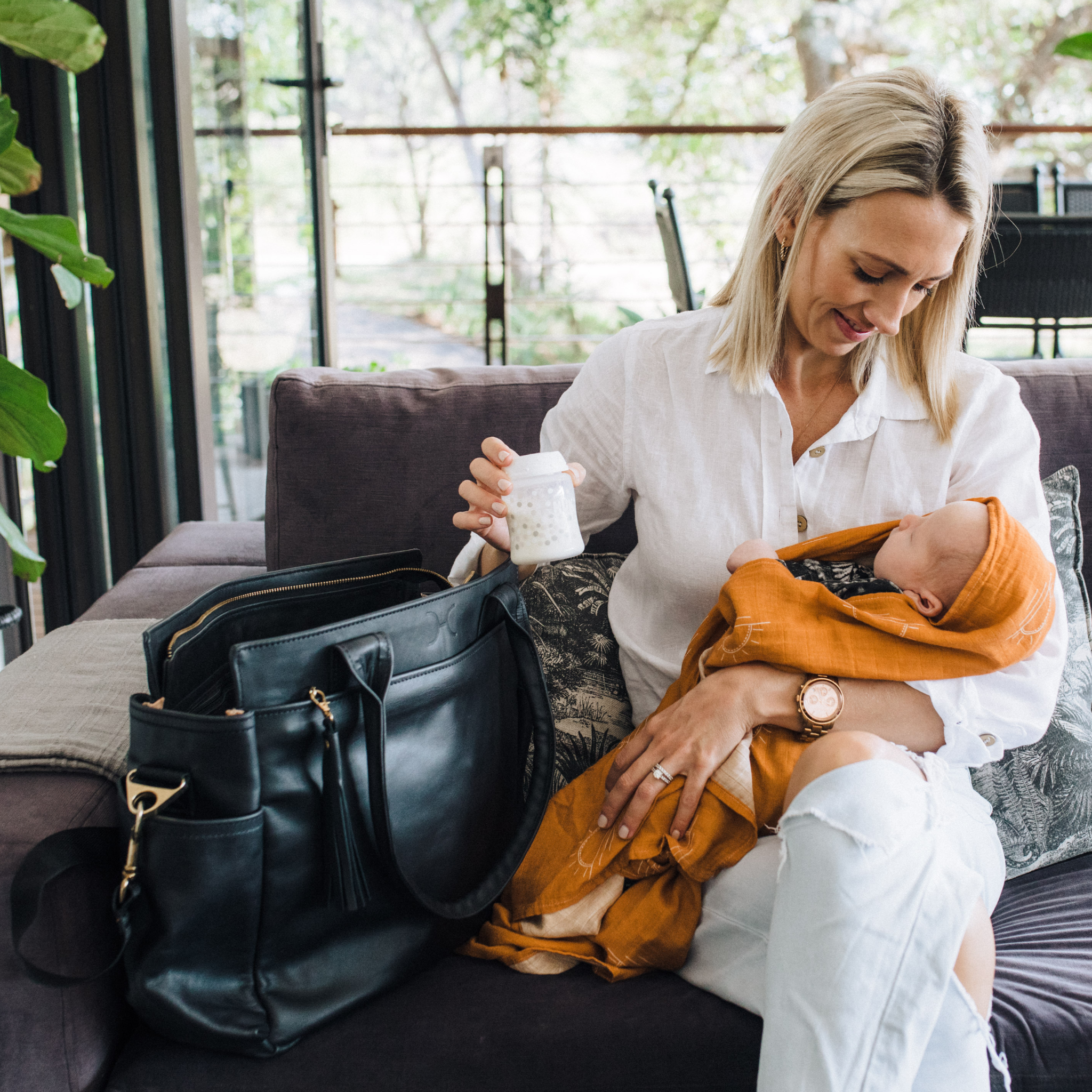 Noa Baby Changing Bag | Genuine Leather Nappy Bag by Thandana