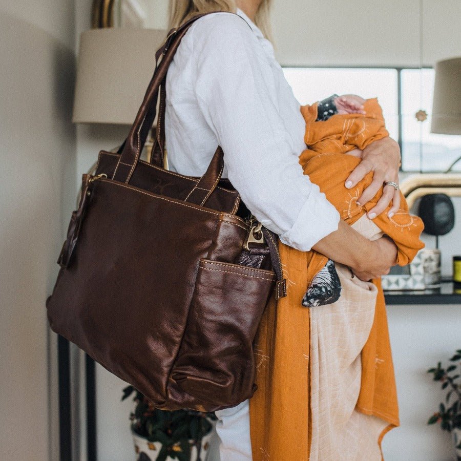 Noa Baby Changing Bag | Genuine Leather Nappy Bag by Thandana