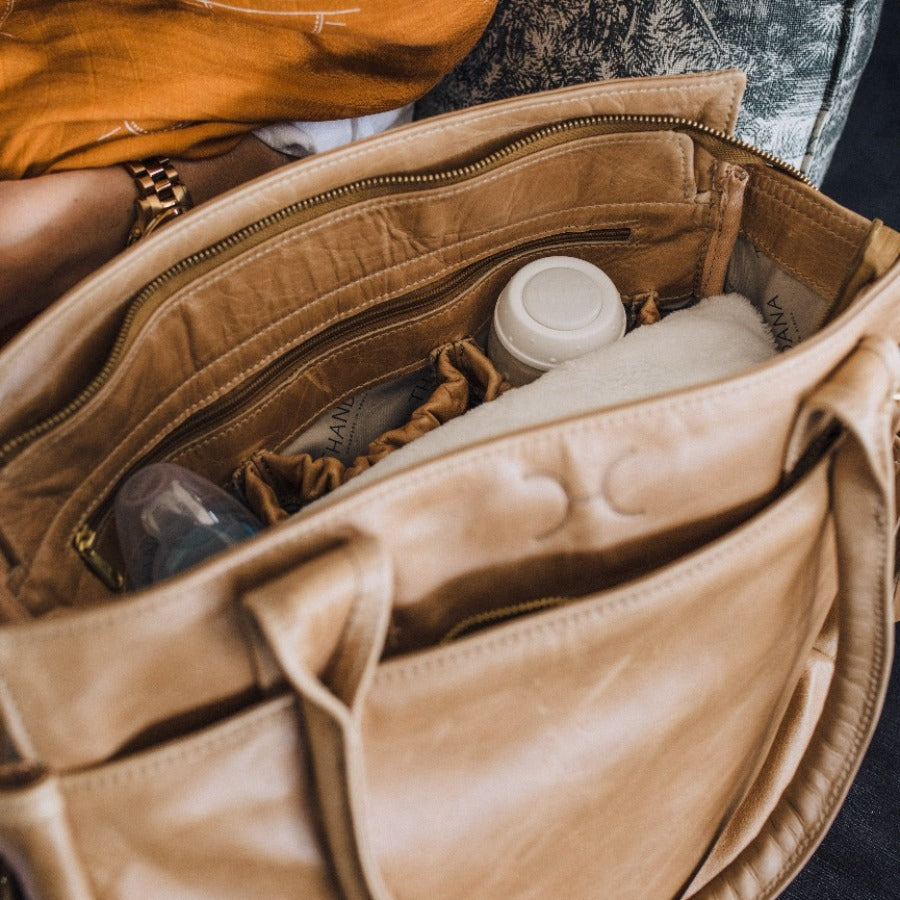 Noa Baby Changing Bag | Print Faux Fur Genuine Leather Nappy Bag by Thandana