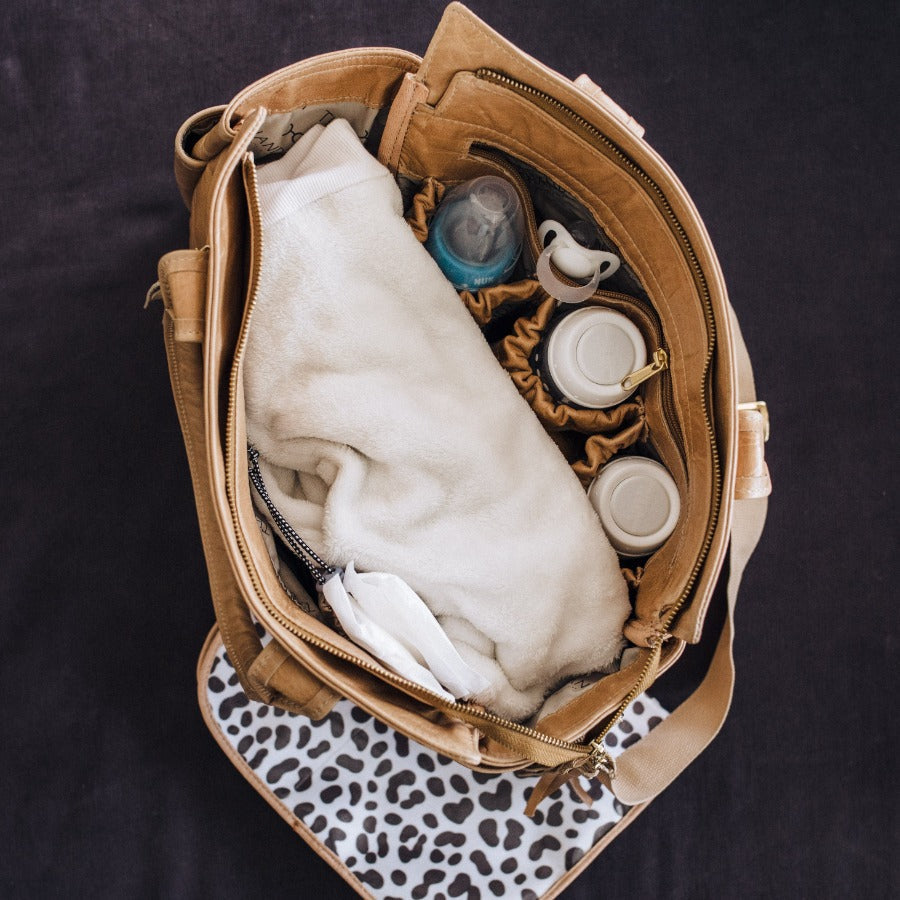 Noa Baby Changing Bag | Print Faux Fur Genuine Leather Nappy Bag by Thandana
