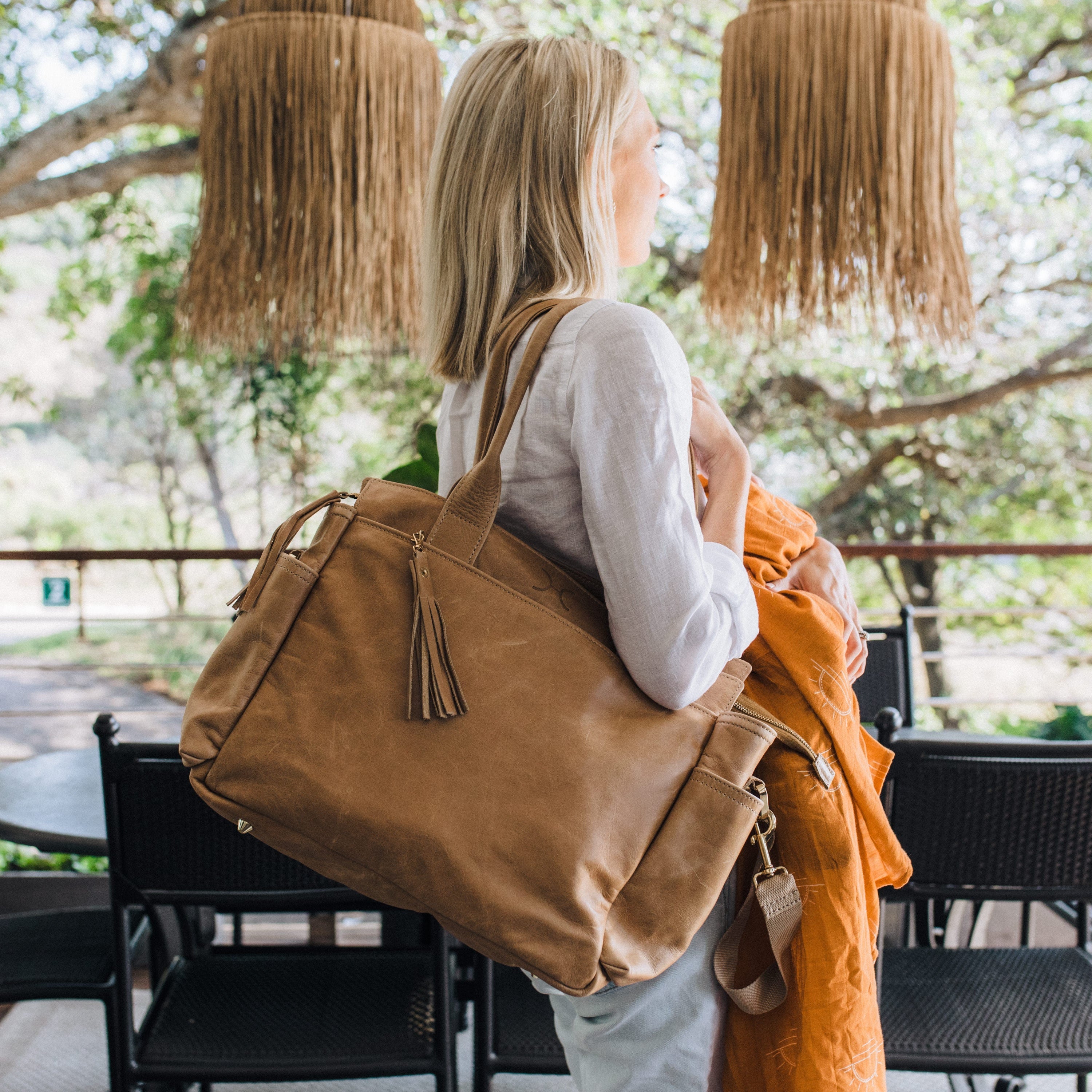 Noa Handbag | Print Faux Fur Genuine Leather Nappy Bag by Thandana