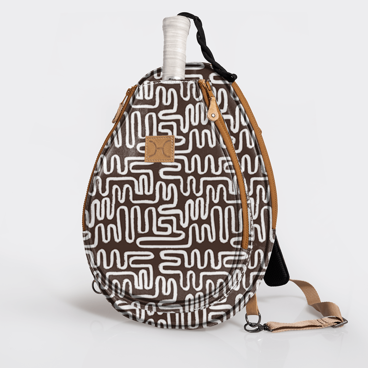 Padel & Tennis Sleeve | Laminated Fabric Geo - Black Kids Backpack by Thandana