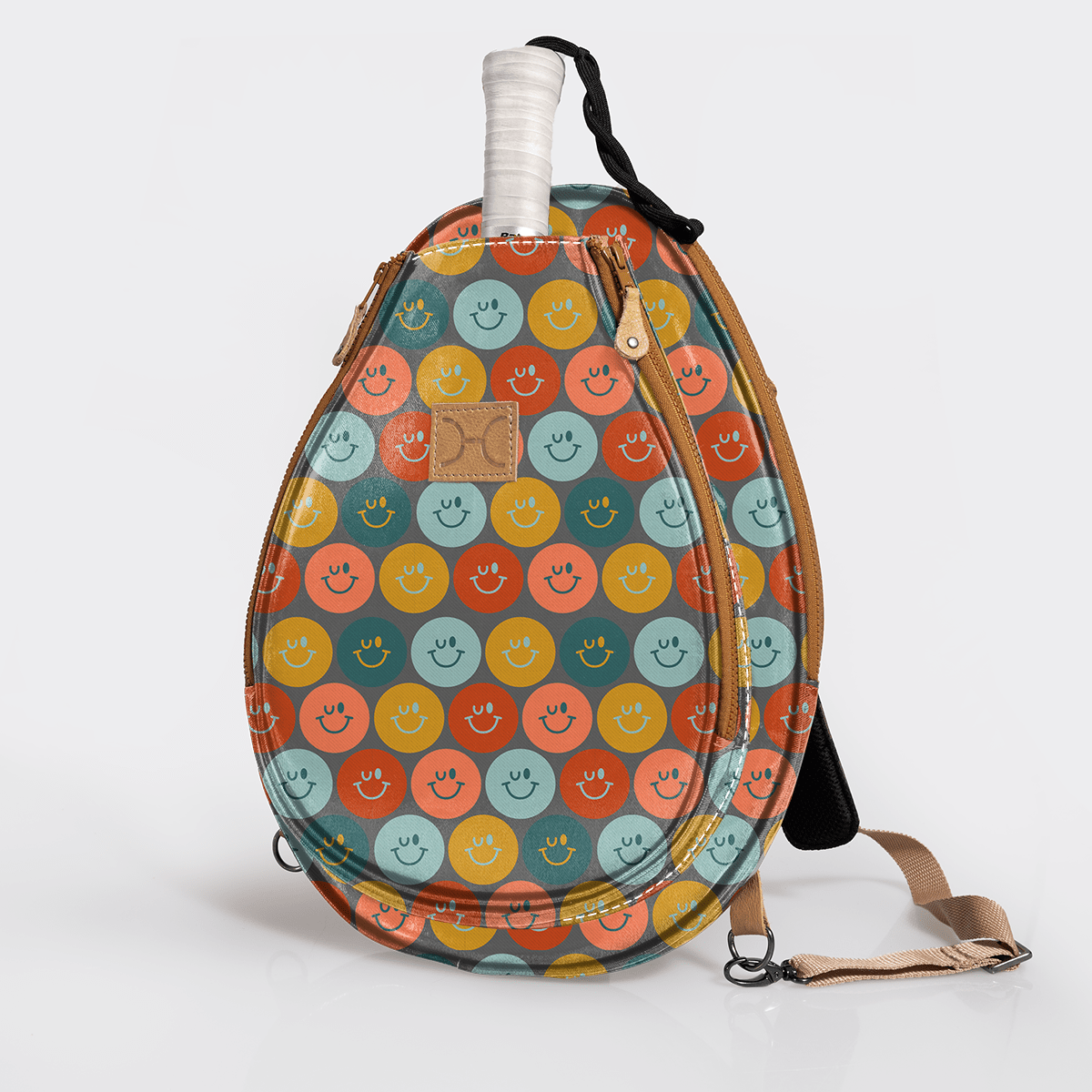 Padel & Tennis Sleeve | Laminated Fabric Smiley - Jet Kids Backpack by Thandana