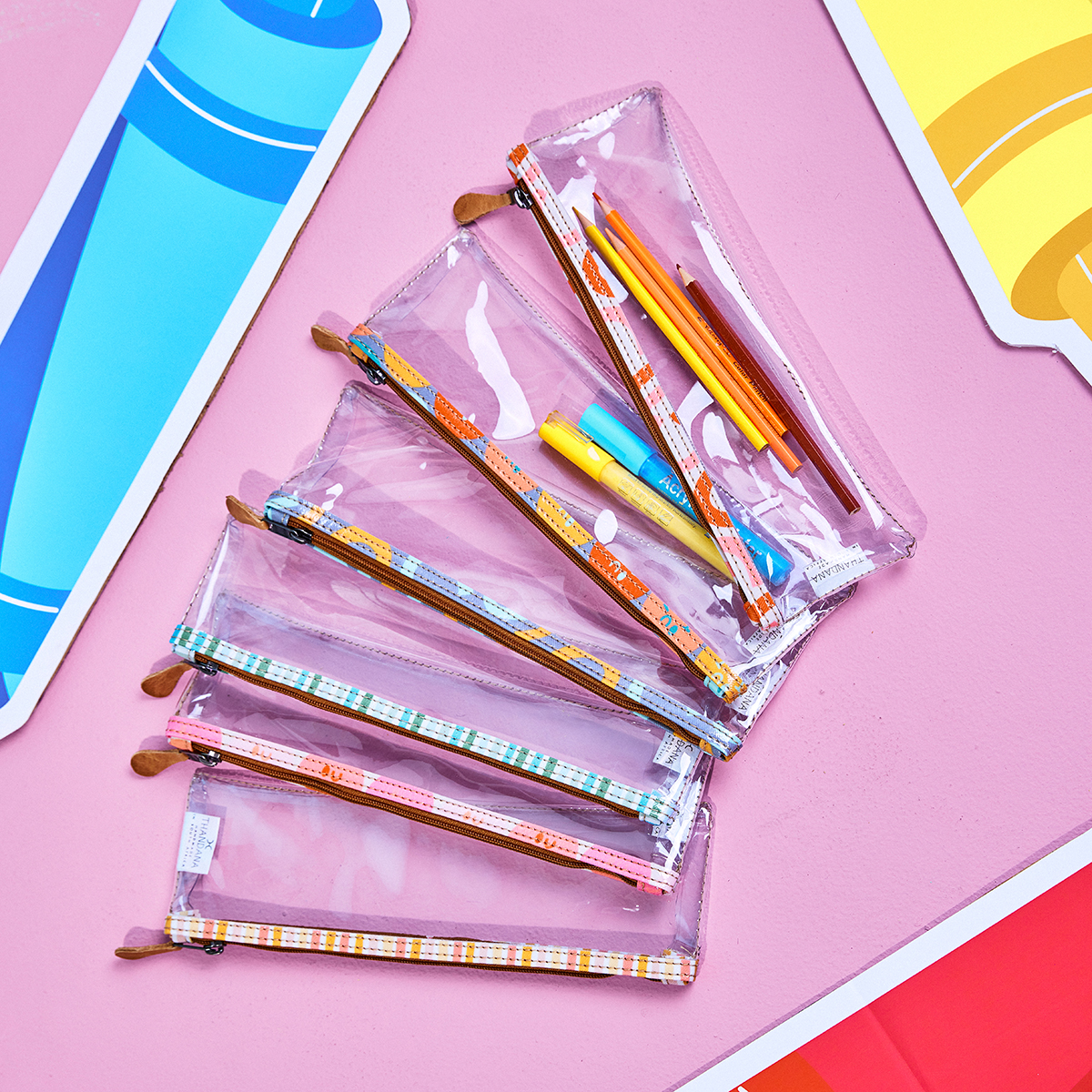 Pencil Case Clear | Laminated Fabric Pencil Case by Thandana