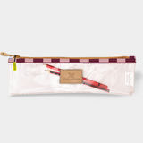 Pencil Case Clear | Laminated Fabric Checkmate - Cherry / Chunky Zip Pencil Case by Thandana