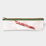 Pencil Case Clear | Laminated Fabric Cheetah - Olive / Chunky Zip Pencil Case by Thandana