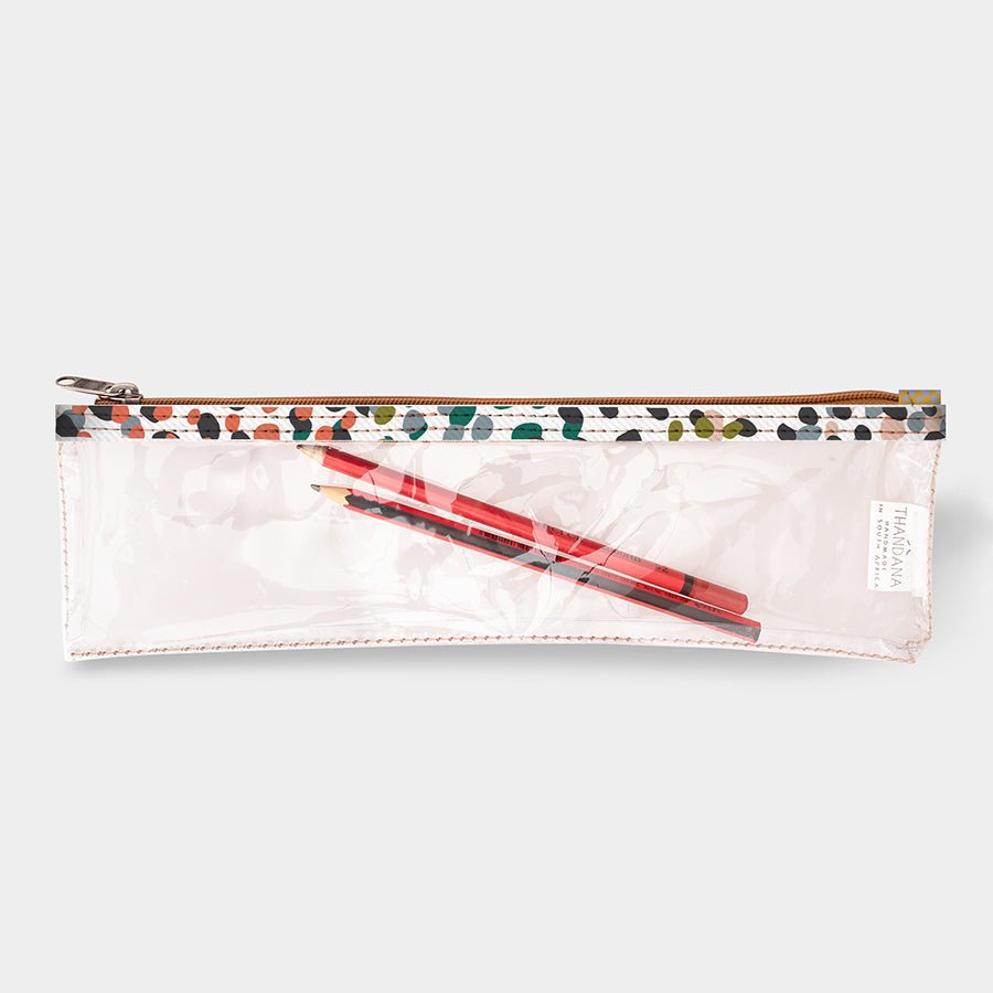 Pencil Case Clear | Laminated Fabric Confetti - All About / Chunky Zip Pencil Case by Thandana