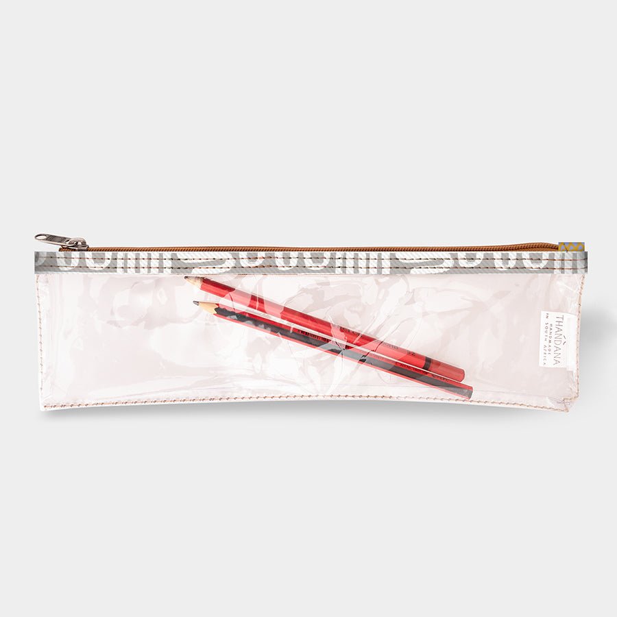 Pencil Case Clear | Laminated Fabric Geo - Moonstruck / Chunky Zip Pencil Case by Thandana