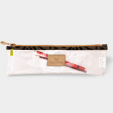 Pencil Case Clear | Laminated Fabric Nomad Stripe - Coffee / Chunky Zip Pencil Case by Thandana