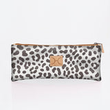 Pencil case triple zip | laminated fabric - cheetah - white / chunky zip - pencil case