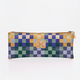 Pencil Case Triple Zip | Laminated Fabric | Corporate Checker - Jet / Chunky Zip Pencil Case by Thandana