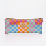Pencil Case Triple Zip | Laminated Fabric | Corporate Checker - Preppy / Chunky Zip Pencil Case by Thandana