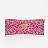 Pencil Case Triple Zip | Laminated Fabric | Corporate Cheetah - Pink / Chunky Zip Pencil Case by Thandana
