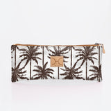 Pencil Case Triple Zip | Laminated Fabric | Corporate Palm - Neutral / Chunky Zip Pencil Case by Thandana