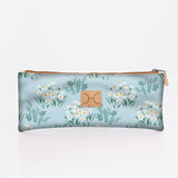 Pencil case triple zip | laminated fabric - crazy daisy - sage / chunky zip - pencil case