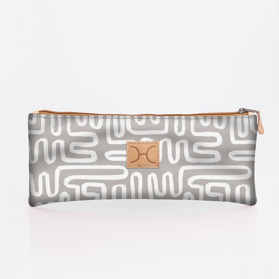 Pencil case triple zip | laminated fabric - geo - moonstruck / chunky zip - pencil case