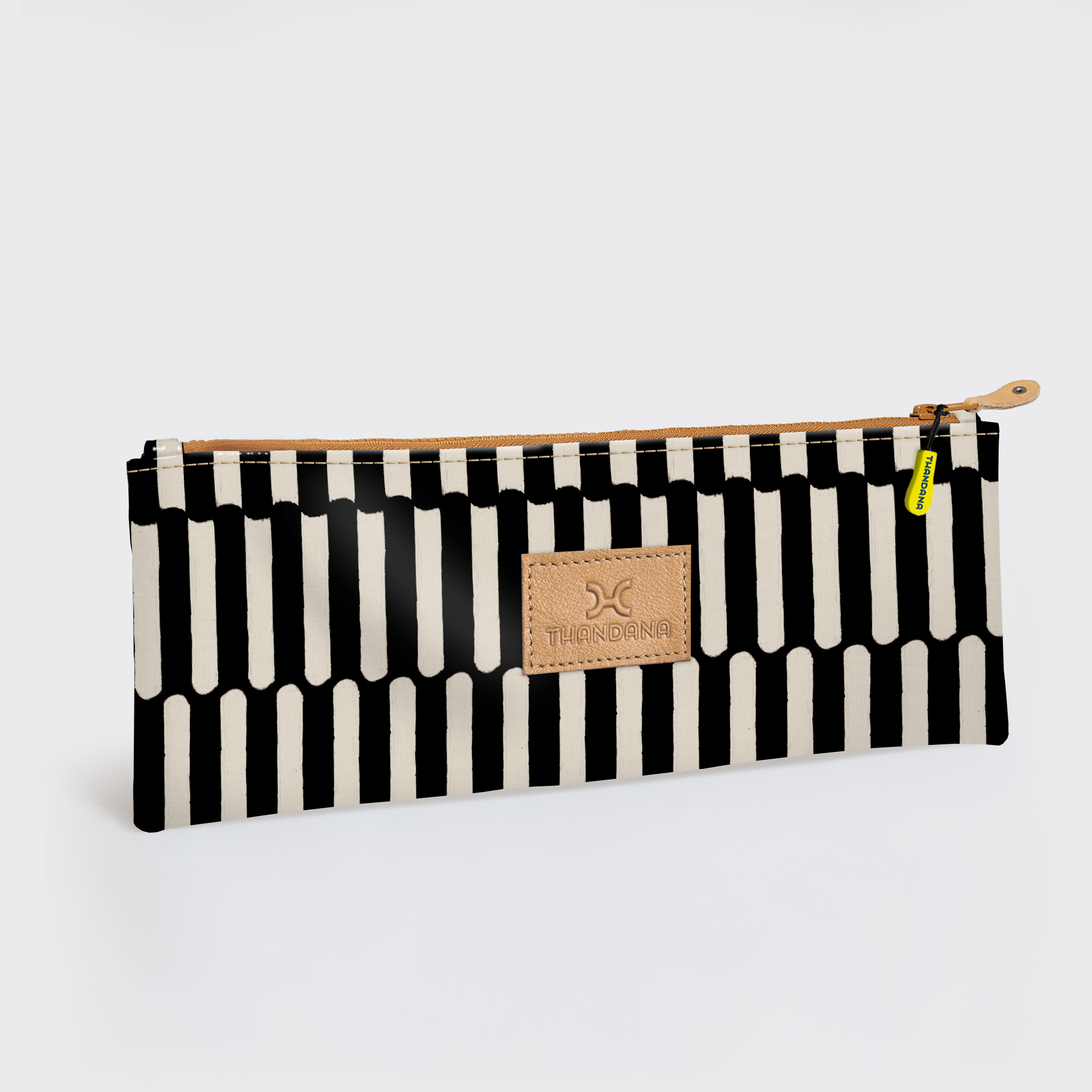 Pencil Case Triple Zip | Laminated Fabric Indie - Pitch / Chunky Zip Pencil Case by Thandana