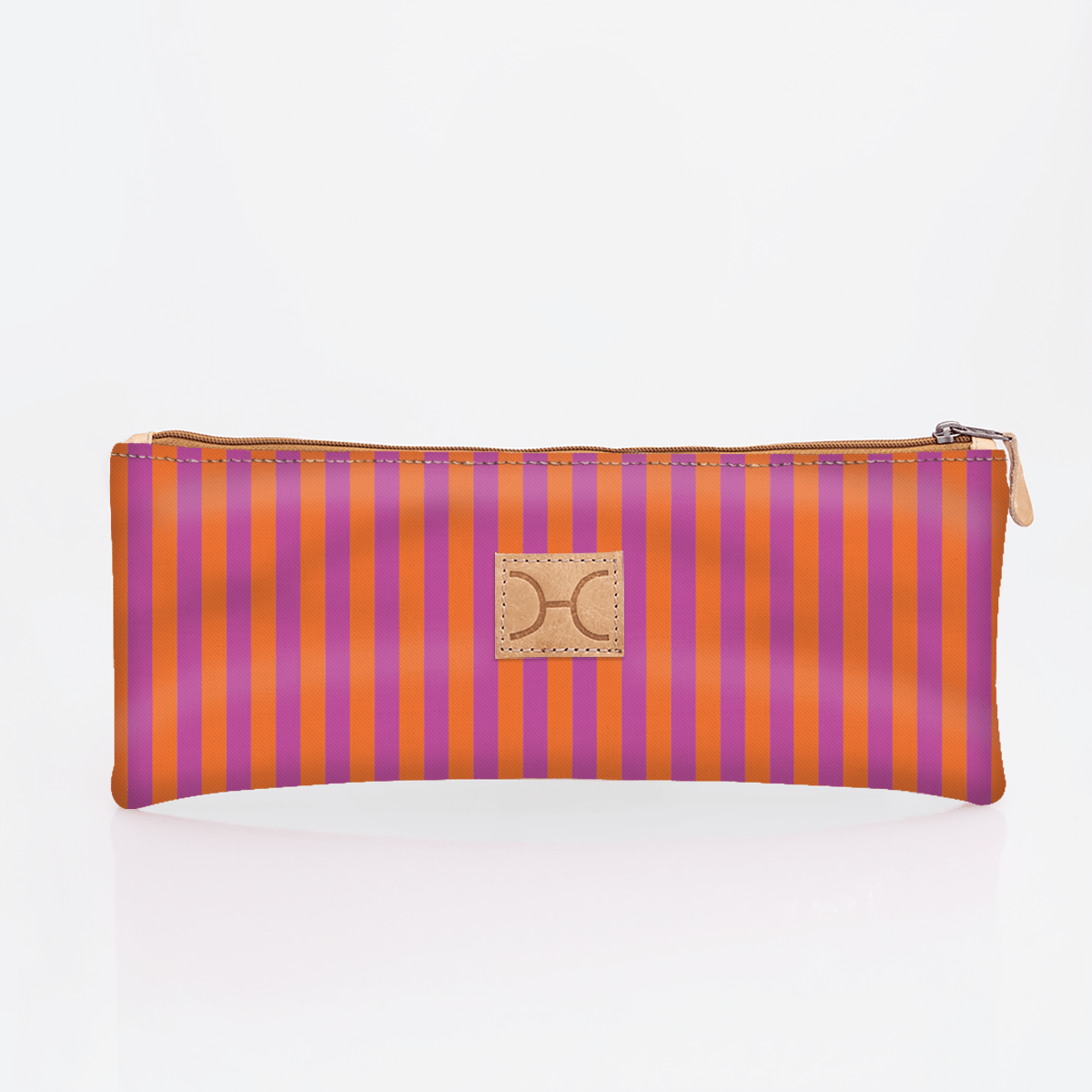Pencil case triple zip | laminated fabric - linear - preppy / chunky zip - pencil case