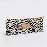 Pencil Case Triple Zip | Laminated Fabric Nomad Stripe - Pitch / Chunky Zip Pencil Case by Thandana
