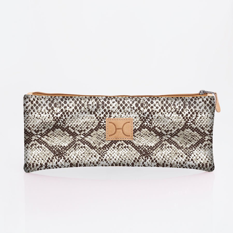 Pencil case triple zip | laminated fabric - python - moody / chunky zip - pencil case