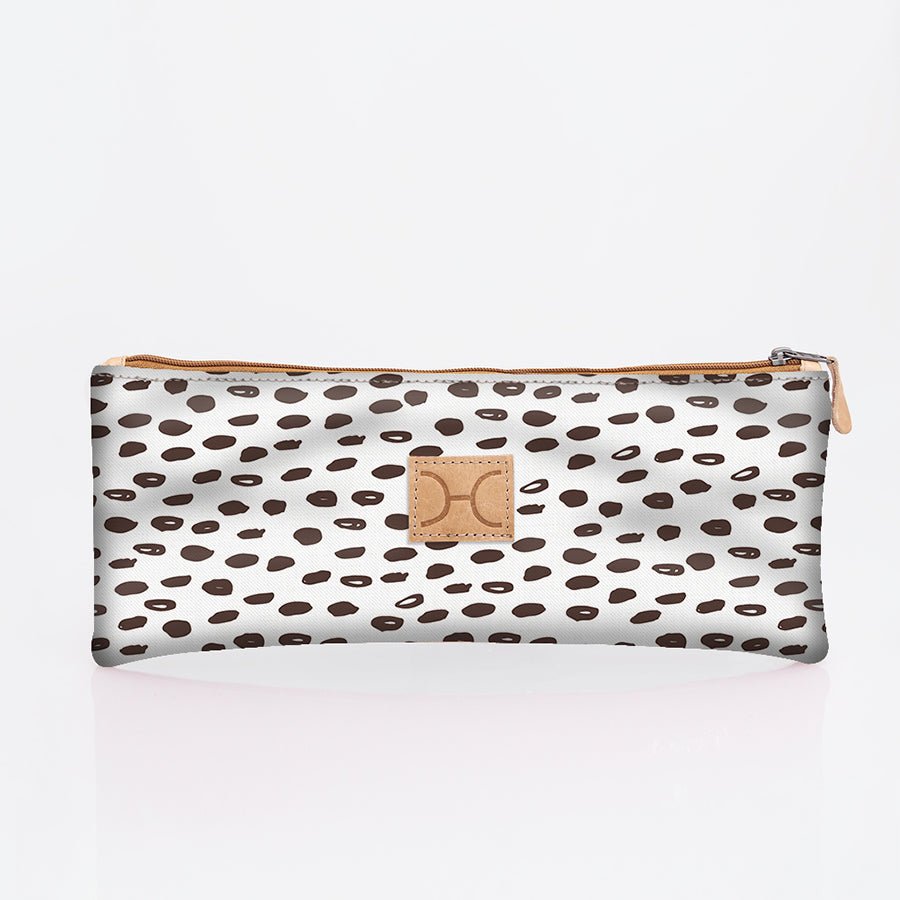 Pencil case triple zip | laminated fabric - seeds - white / chunky zip - pencil case
