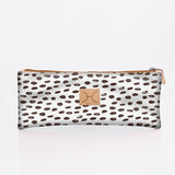 Pencil case triple zip | laminated fabric - seeds - white / chunky zip - pencil case