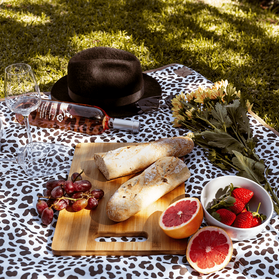 Picnic Blanket | 1.5m x 1.5m Cheetah - White Picnic Blanket by Thandana