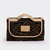 Picnic Blanket | Compact Carry 1.5m x 1.5m Nomad Stripe - Coffee Picnic Blanket by Thandana
